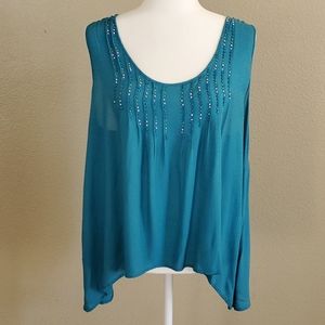 American Rag Beaded Tank Top with Lace Racerback